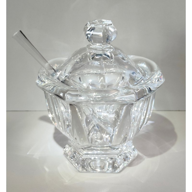 ANTICO VASO CRISTALLO Baccarat FORMAGGIERA COPERCHIO + CUCCHIAIO SENAPE MOSTARDA