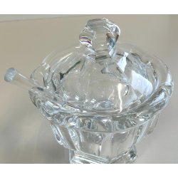 ANTICO VASO CRISTALLO Baccarat FORMAGGIERA COPERCHIO + CUCCHIAIO SENAPE MOSTARDA
