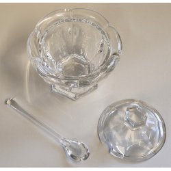 ANTICO VASO CRISTALLO Baccarat FORMAGGIERA COPERCHIO + CUCCHIAIO SENAPE MOSTARDA