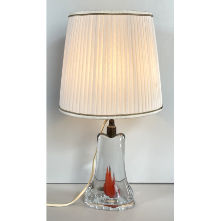 LAMPADA TAVOLO VETRO SOMMERSO MURANO ANNI 60 CAPPELLOTTO STOFFA TRASPARENTE LAMP