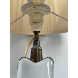 LAMPADA TAVOLO VETRO SOMMERSO MURANO ANNI 60 CAPPELLOTTO STOFFA TRASPARENTE LAMP