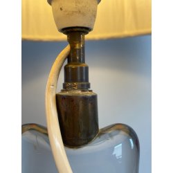 LAMPADA TAVOLO VETRO SOMMERSO MURANO ANNI 60 CAPPELLOTTO STOFFA TRASPARENTE LAMP