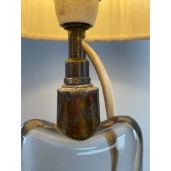 LAMPADA TAVOLO VETRO SOMMERSO MURANO ANNI 60 CAPPELLOTTO STOFFA TRASPARENTE LAMP