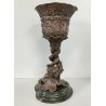ANTICO CALICE CELEBRATIVO BRONZO epoca '800 SCULTURA SCENE MITOLOGICHE TRITONE