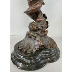 ANTICO CALICE CELEBRATIVO BRONZO epoca '800 SCULTURA SCENE MITOLOGICHE TRITONE