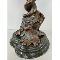 ANTICO CALICE CELEBRATIVO BRONZO epoca '800 SCULTURA SCENE MITOLOGICHE TRITONE