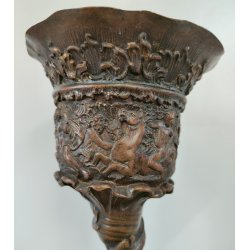 ANTICO CALICE CELEBRATIVO BRONZO epoca '800 SCULTURA SCENE MITOLOGICHE TRITONE