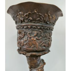 ANTICO CALICE CELEBRATIVO BRONZO epoca '800 SCULTURA SCENE MITOLOGICHE TRITONE