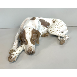 ANTICA SCULTURA CERAMICA CANE FIRMATA ROSENTHAL POINTER DOG GERMANIA ANNI '40