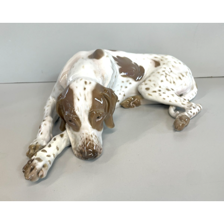 ANTICA SCULTURA CERAMICA CANE FIRMATA ROSENTHAL POINTER DOG GERMANIA ANNI '40