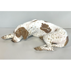 ANTICA SCULTURA CERAMICA CANE FIRMATA ROSENTHAL POINTER DOG GERMANIA ANNI '40