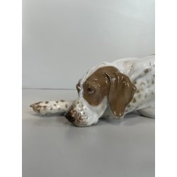 ANTICA SCULTURA CERAMICA CANE FIRMATA ROSENTHAL POINTER DOG GERMANIA ANNI '40