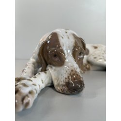 ANTICA SCULTURA CERAMICA CANE FIRMATA ROSENTHAL POINTER DOG GERMANIA ANNI '40