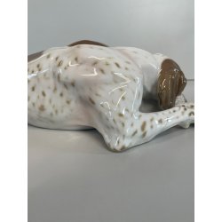 ANTICA SCULTURA CERAMICA CANE FIRMATA ROSENTHAL POINTER DOG GERMANIA ANNI '40