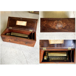 ANTICO CARILLON Ducommun Girod SWISS SCATOLA MUSICALE LEGNO INTARSIATO 1840 c.a.