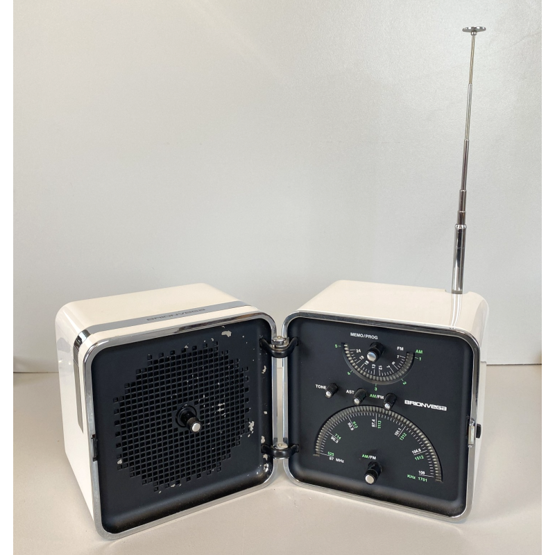 RADIO CUBO BRIONVEGA TS522 BIANCA DESIGN ZANUSO SAPPER FUNZIONANTE