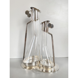 SET CONDIMENTO Acetoliere DESIGN A. Castiglioni ALESSI CRISTALLO ACCIAIO EPSS