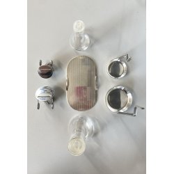 SET CONDIMENTO Acetoliere DESIGN A. Castiglioni ALESSI CRISTALLO ACCIAIO EPSS