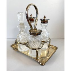 MENAGE CONDIMENTO W. Gibson BELFAST CRISTALLO MOLATO METALLO ARGENTATO EPNS '800