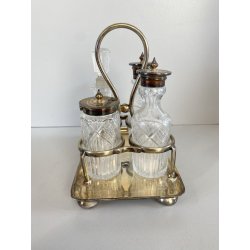 MENAGE CONDIMENTO W. Gibson BELFAST CRISTALLO MOLATO METALLO ARGENTATO EPNS '800