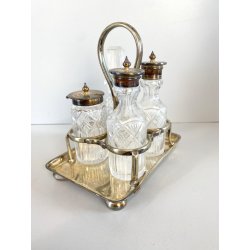 MENAGE CONDIMENTO W. Gibson BELFAST CRISTALLO MOLATO METALLO ARGENTATO EPNS '800