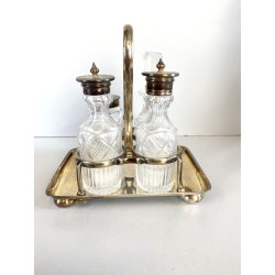 MENAGE CONDIMENTO W. Gibson BELFAST CRISTALLO MOLATO METALLO ARGENTATO EPNS '800