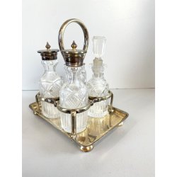 MENAGE CONDIMENTO W. Gibson BELFAST CRISTALLO MOLATO METALLO ARGENTATO EPNS '800