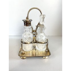 MENAGE CONDIMENTO W. Gibson BELFAST CRISTALLO MOLATO METALLO ARGENTATO EPNS '800