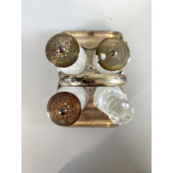 MENAGE CONDIMENTO W. Gibson BELFAST CRISTALLO MOLATO METALLO ARGENTATO EPNS '800