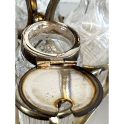 MENAGE CONDIMENTO W. Gibson BELFAST CRISTALLO MOLATO METALLO ARGENTATO EPNS '800
