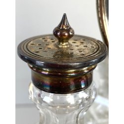 MENAGE CONDIMENTO W. Gibson BELFAST CRISTALLO MOLATO METALLO ARGENTATO EPNS '800