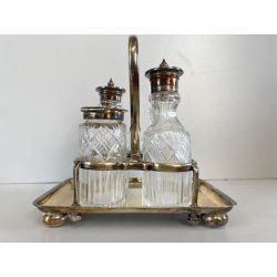 MENAGE CONDIMENTO W. Gibson BELFAST CRISTALLO MOLATO METALLO ARGENTATO EPNS '800