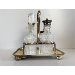 MENAGE CONDIMENTO W. Gibson BELFAST CRISTALLO MOLATO METALLO ARGENTATO EPNS '800