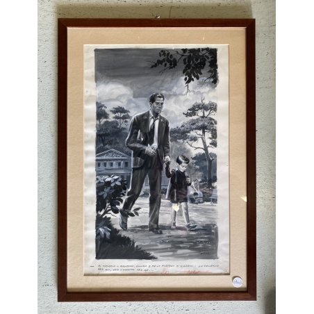 TAVOLA ORIGINALE ILLUSTRAZIONE TEMPERA CARTA Enzo Magni (Ingam) EPOCA 1950