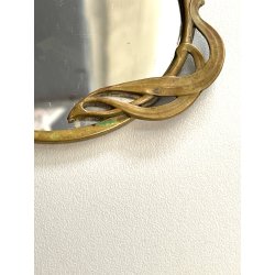 ANTICA piccola SPECCHIERA Art Nouveau LIBERTY da borsetta toeletta OTTONE 1920