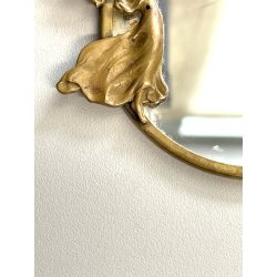 ANTICA piccola SPECCHIERA Art Nouveau LIBERTY da borsetta toeletta OTTONE 1920