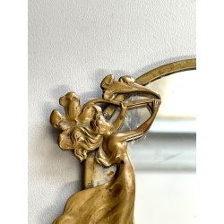 ANTICA piccola SPECCHIERA Art Nouveau LIBERTY da borsetta toeletta OTTONE 1920