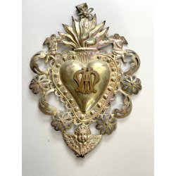 antico grande EX VOTO SACRO CUORE lamierino MARIANO Maria DEVOZIONALE preghiera