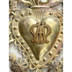 antico grande EX VOTO SACRO CUORE lamierino MARIANO Maria DEVOZIONALE preghiera