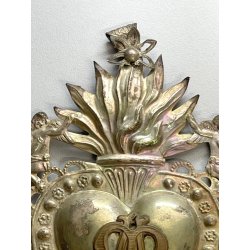 antico grande EX VOTO SACRO CUORE lamierino MARIANO Maria DEVOZIONALE preghiera