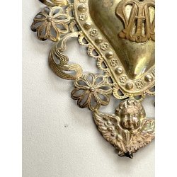 antico grande EX VOTO SACRO CUORE lamierino MARIANO Maria DEVOZIONALE preghiera