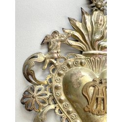 antico grande EX VOTO SACRO CUORE lamierino MARIANO Maria DEVOZIONALE preghiera