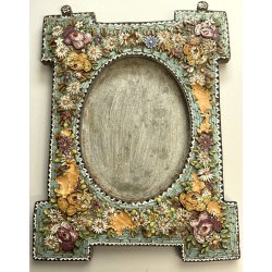 ANTICA CORNICE MICROMOSAICO epoca 1800 stile VITTORIANO h 21,5 cm da restaurare