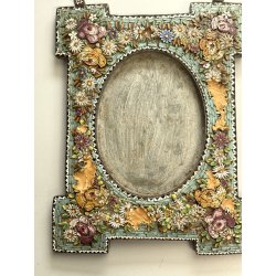 ANTICA CORNICE MICROMOSAICO epoca 1800 stile VITTORIANO h 21,5 cm da restaurare