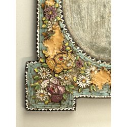 ANTICA CORNICE MICROMOSAICO epoca 1800 stile VITTORIANO h 21,5 cm da restaurare