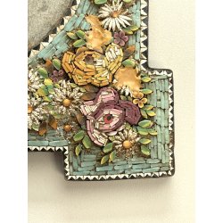 ANTICA CORNICE MICROMOSAICO epoca 1800 stile VITTORIANO h 21,5 cm da restaurare