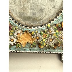 ANTICA CORNICE MICROMOSAICO epoca 1800 stile VITTORIANO h 21,5 cm da restaurare
