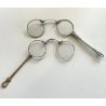 coppia antichi OCCHIALI LORGNETTE MANICO pieghevoli METALLO dorato argentato XIX