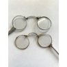 coppia antichi OCCHIALI LORGNETTE MANICO pieghevoli METALLO dorato argentato XIX