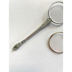 coppia antichi OCCHIALI LORGNETTE MANICO pieghevoli METALLO dorato argentato XIX